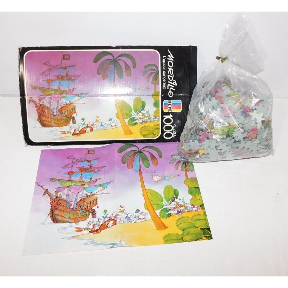 VTG 1974 HEYE Mordillo jigsaw puzzle 1000 pcs L'Amour Dangereux COMPLETE